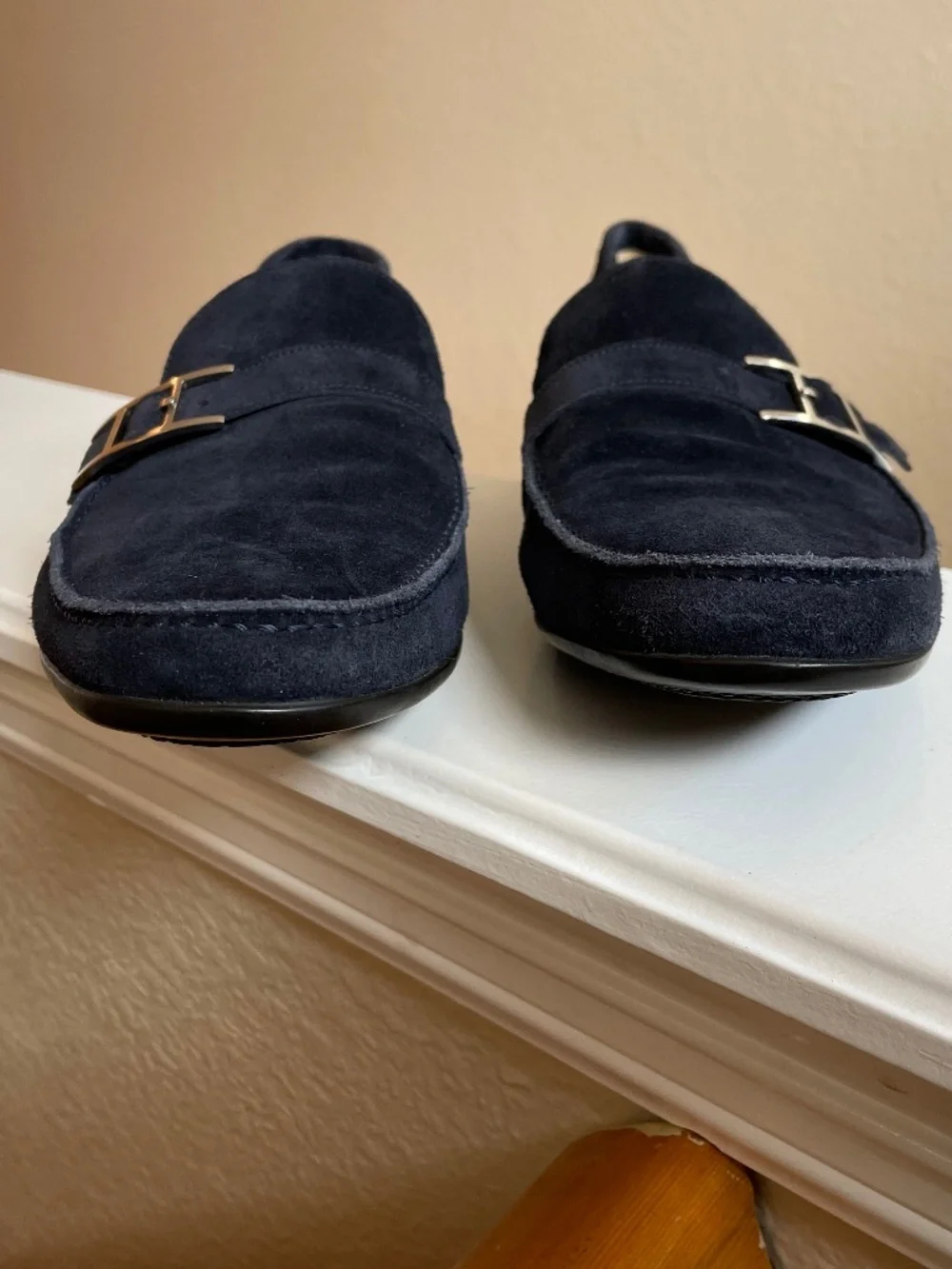 Hermès Monterey Midnight Navy Suede H Buckle Loafers 40.5 (7.5)